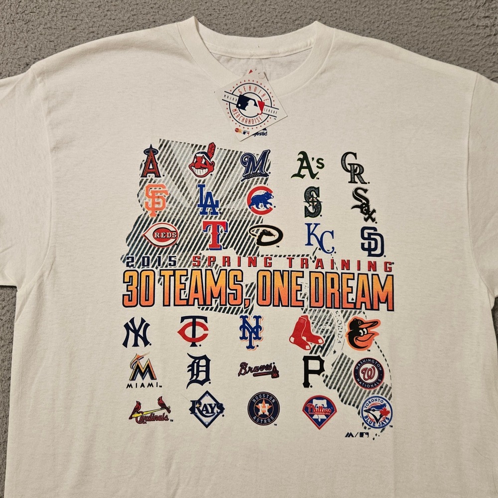 2015 Spring Training T-Shirt Adult XL White Majestic MLB Baseball New Defects